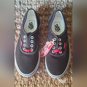 Vans Boy/Girl's Authentic Sketch Sidewall Black/Red Skate Shoes - Size 13 Nwt